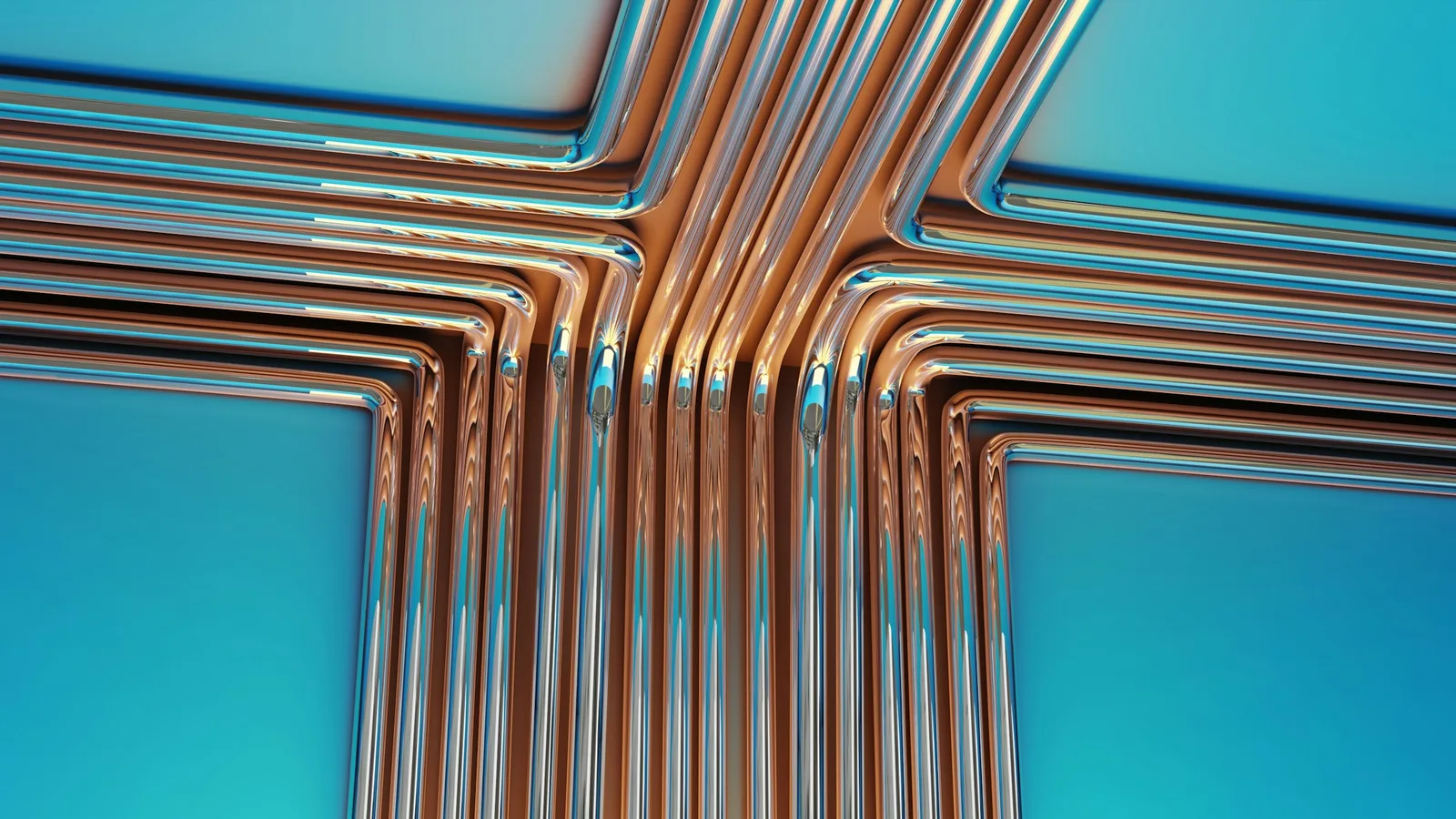 Copper supply pipes in parallel runs and right-angle bends