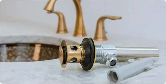 Brass bathroom faucet ready for installation